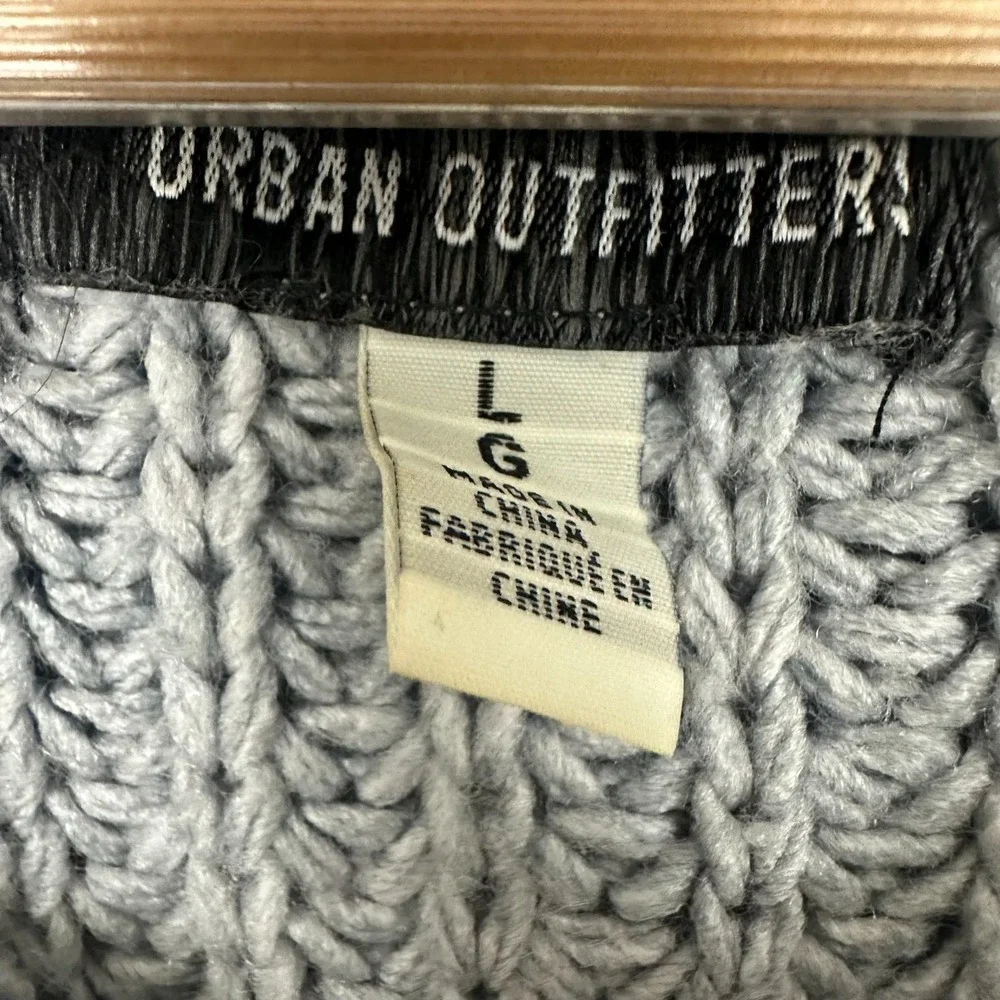 Urban Outfitters Slouchy Sweater Grey Chunky Knit Y2K Zip Cropped Womens L